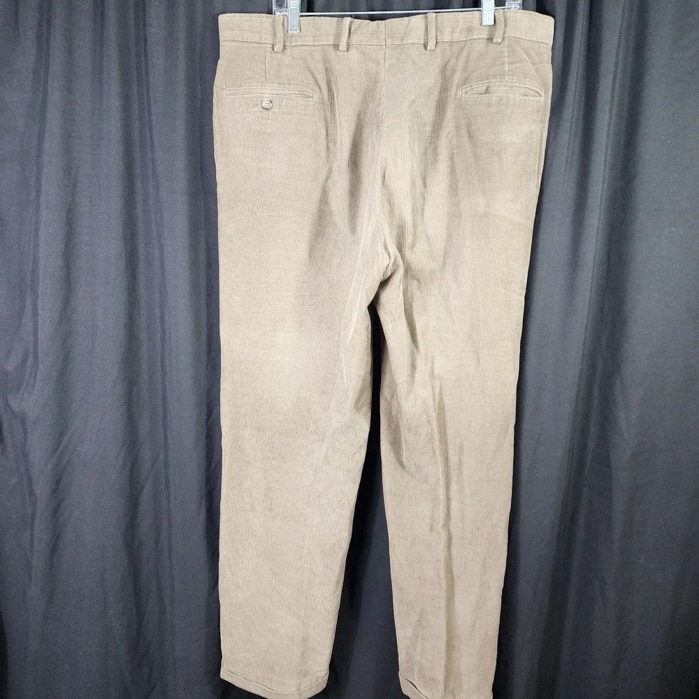 Jos. A. Bank Mens Pleated Corduroy Pants‎ Tan Khaki Cuffed Trousers 38 x 30.5